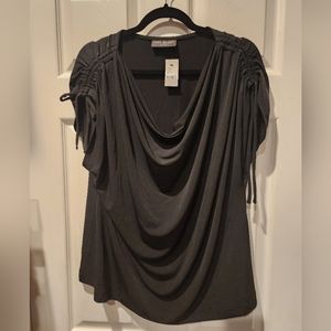 Black drape neck top, NWT